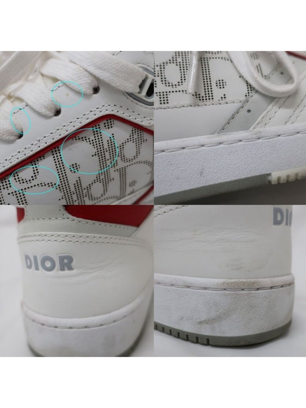 Dior Sneakers High Cut Trotter Pattern White Red Size - Picture 8 of 10